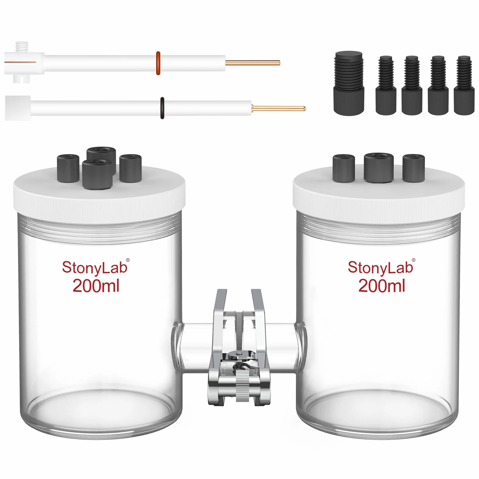 stonylab Celdas Electrolíticas Tipo-H Borosilicato Membrana de Intercambio Iónico Reemplazable 200 ml