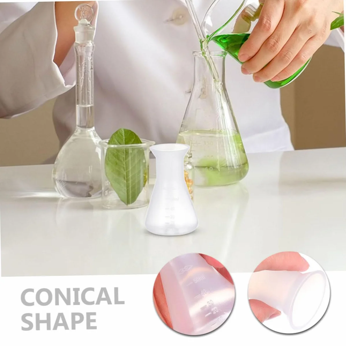 Juego De Matraces Erlenmeyer De Plástico 50Ml 8 Piezas Para Laboratorio