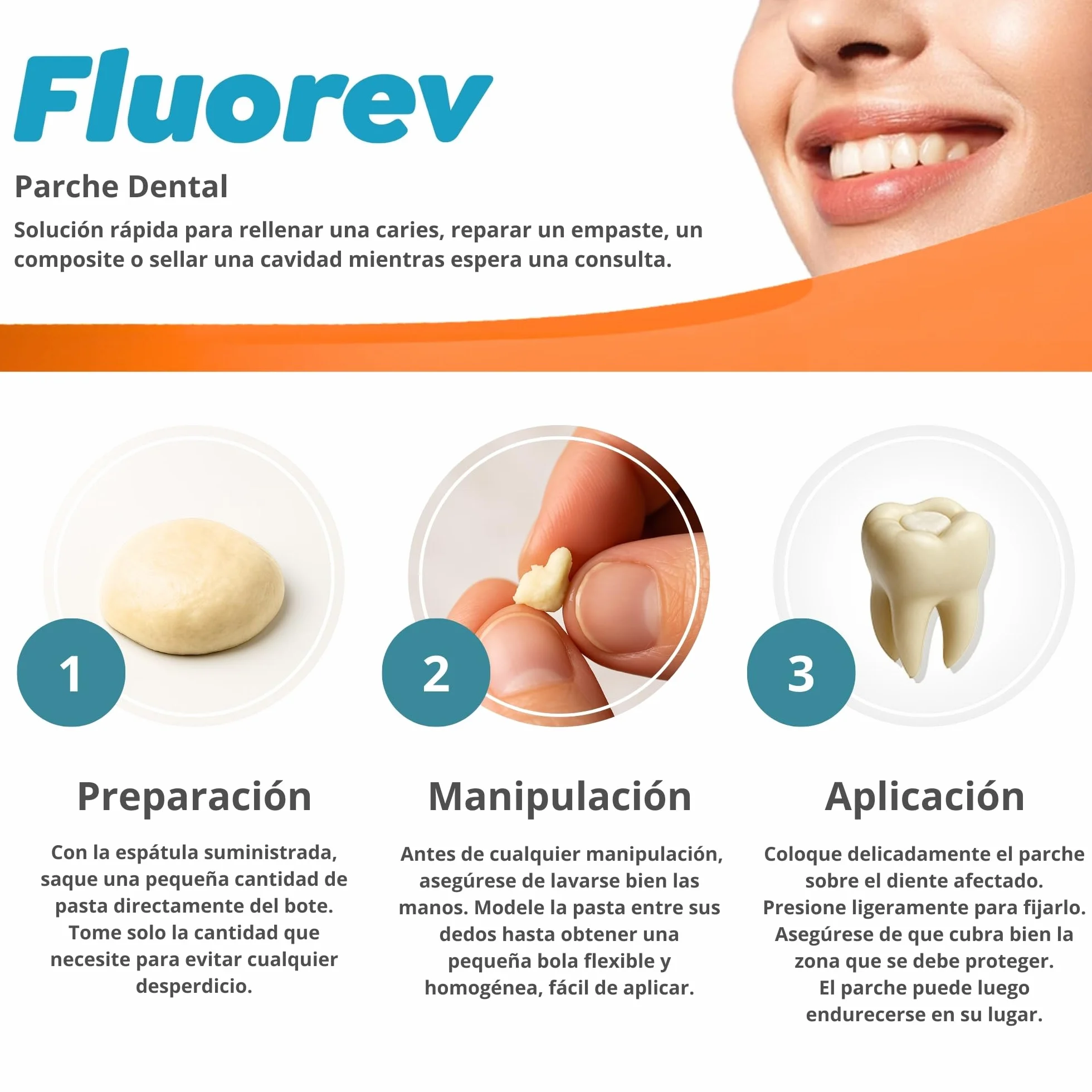 Relleno dental temporal con óxido de zinc 15 g reparación caries dolor