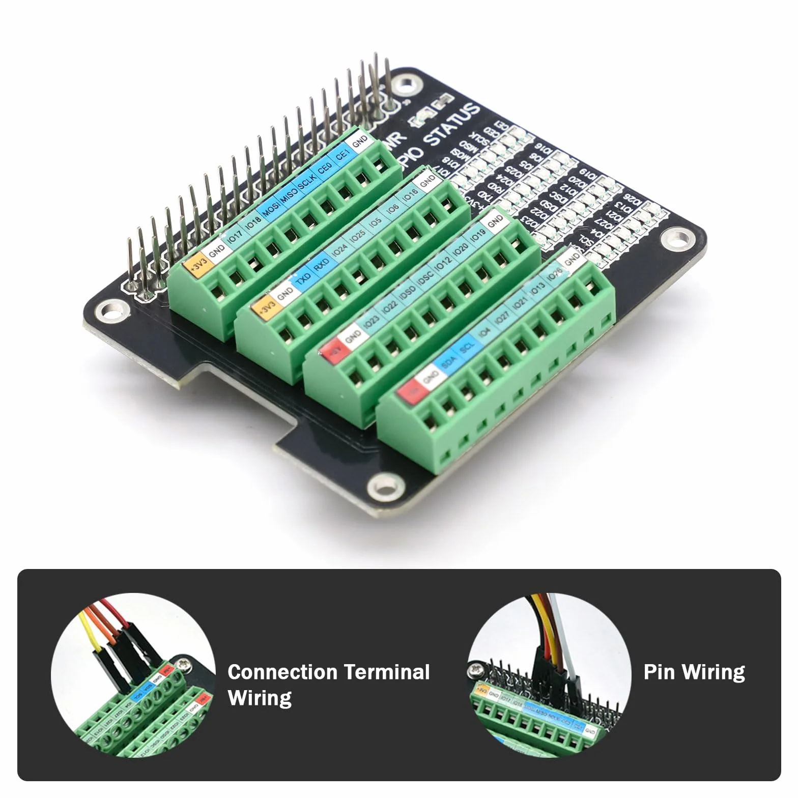 Schraubklemmenblock Breakout Board für Raspberry Pi GPIO, Modul mit Status LED für Pi 4B/3B+/3B/Zero