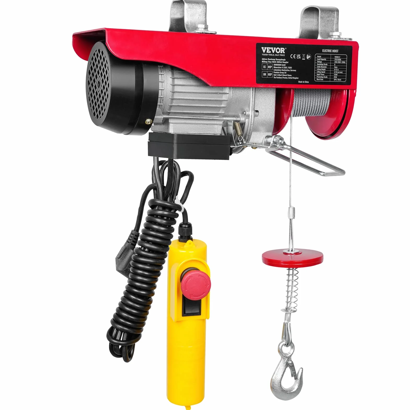 VEVOR Polipasto Eléctrico de Cable 250 kg 510 W 12m