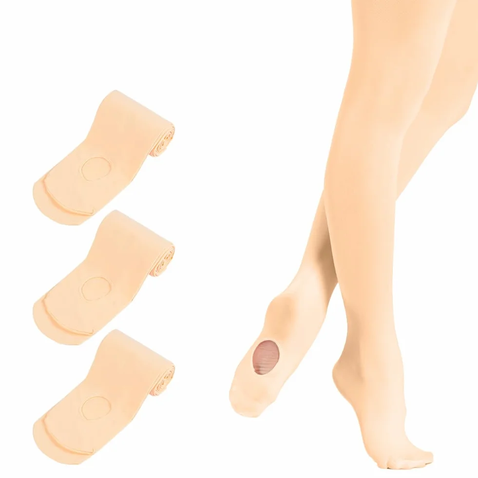 Medias de Ballet Convertibles para Niña 90D 3Pcs Rosa Carne