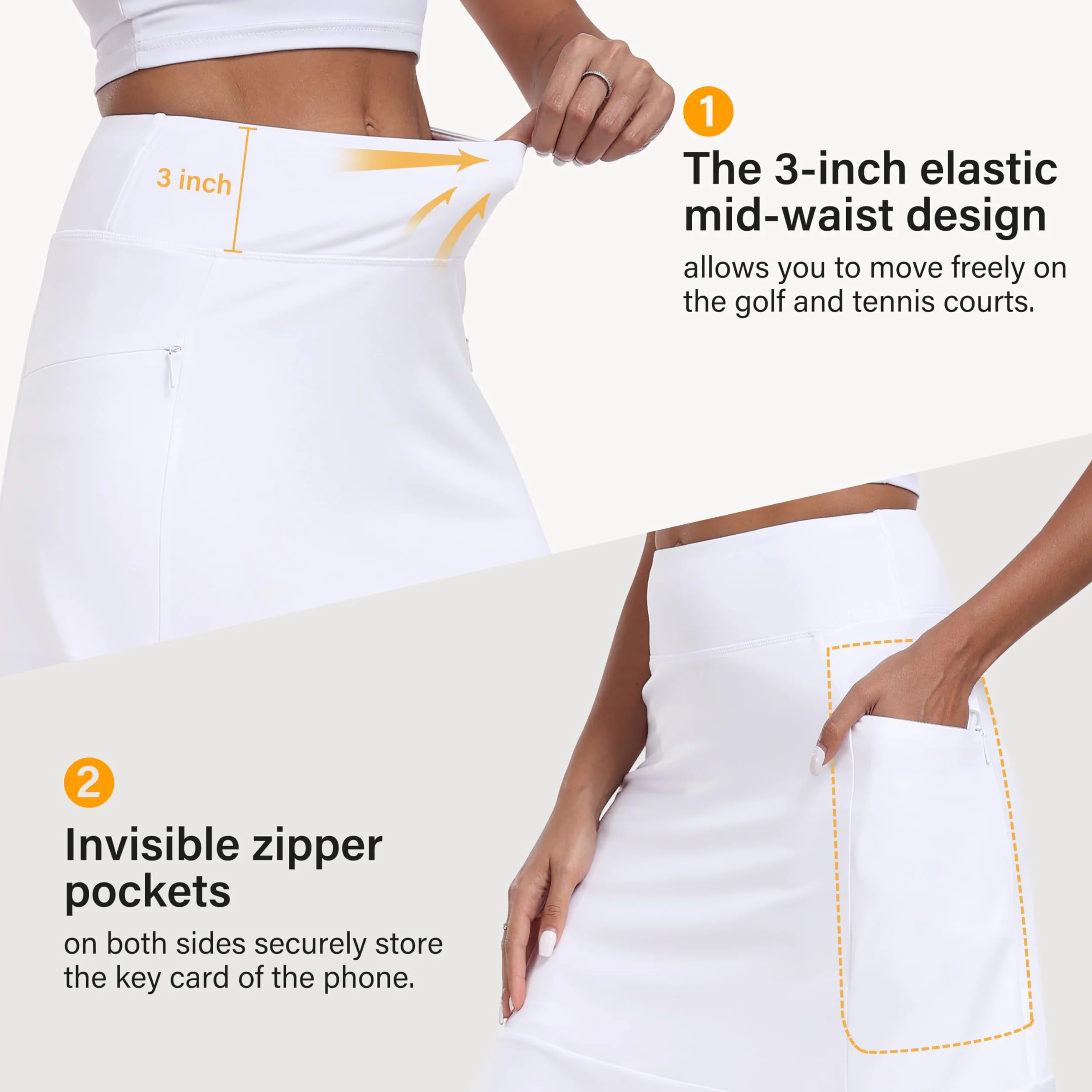 MoFiz Falda de Tenis Plisada para Mujer con pantalón Interiores, Cintura Alta, hasta la Rodilla, para Golf Deportes de Verano, Yoga, Senderismo, Correr