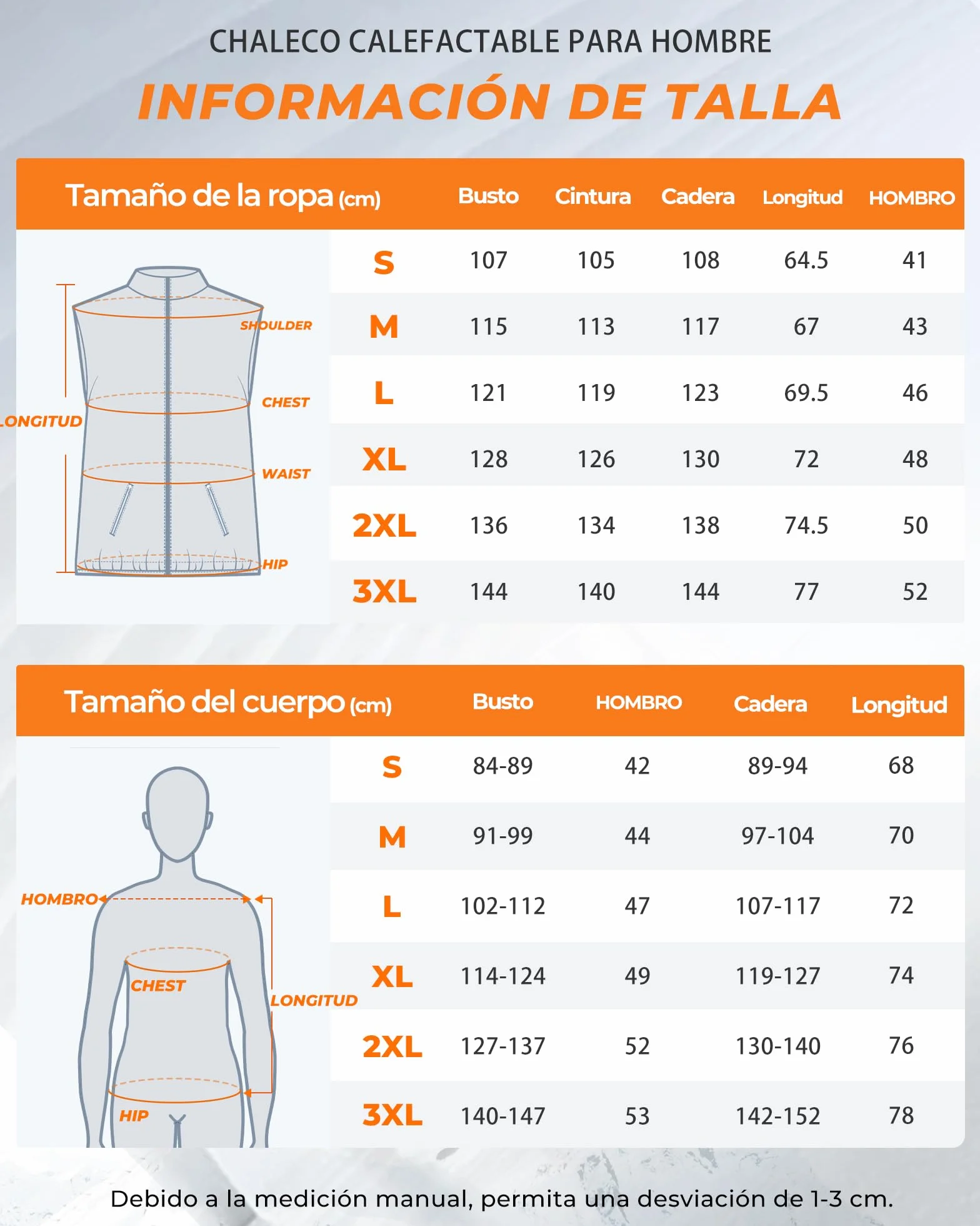Chaleco Calefactable Hombre con Bateria de 16000mAh - 9 Zonas de Calefactable y 3 Temperaturas Ajustables,Termico Calefactable para Actividades al Aire Libre