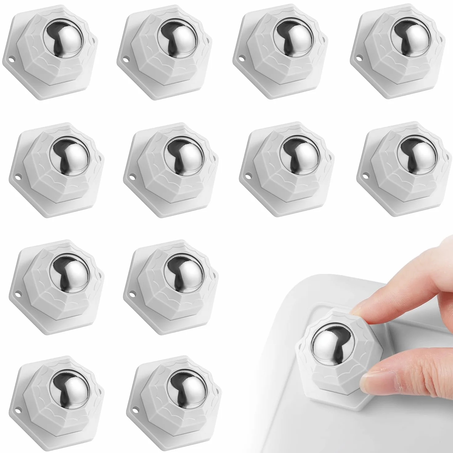Juego de 12 Ruedas Giratorias Adhesivas para Muebles Pesados, Acero Inoxidable, Mini Ruedas para Electrodomésticos, Mesas y Sillas