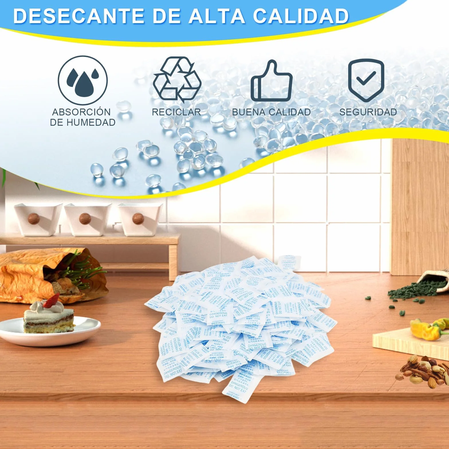 Bolsas de Silica Gel 250 uds 1g Antihumedad para Electrónicos Ropa Alimentos