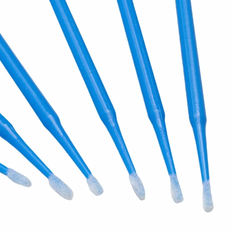 Pinceles de pintura 100pcs Aplicadores dentales con fibras de pelusa para retoque (azul)