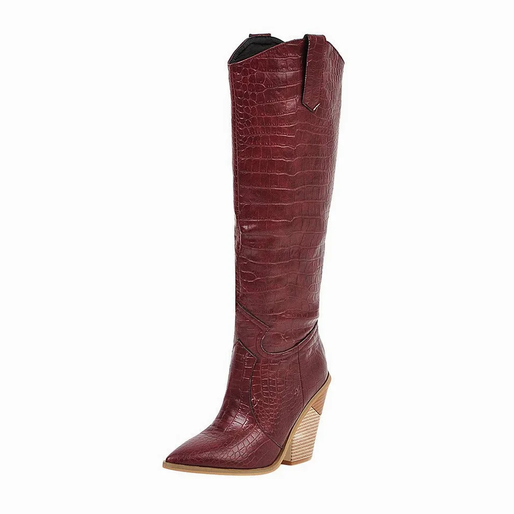 Botas Largas para Mujer Botas hasta La Rodilla del Reino Unido Botas De Montar para Mujer Cuñas con Punta Puntiaguda Botas De Tobillo De Tacón Grueso para Mujer Zapatos De Fiesta Elegantes Informales