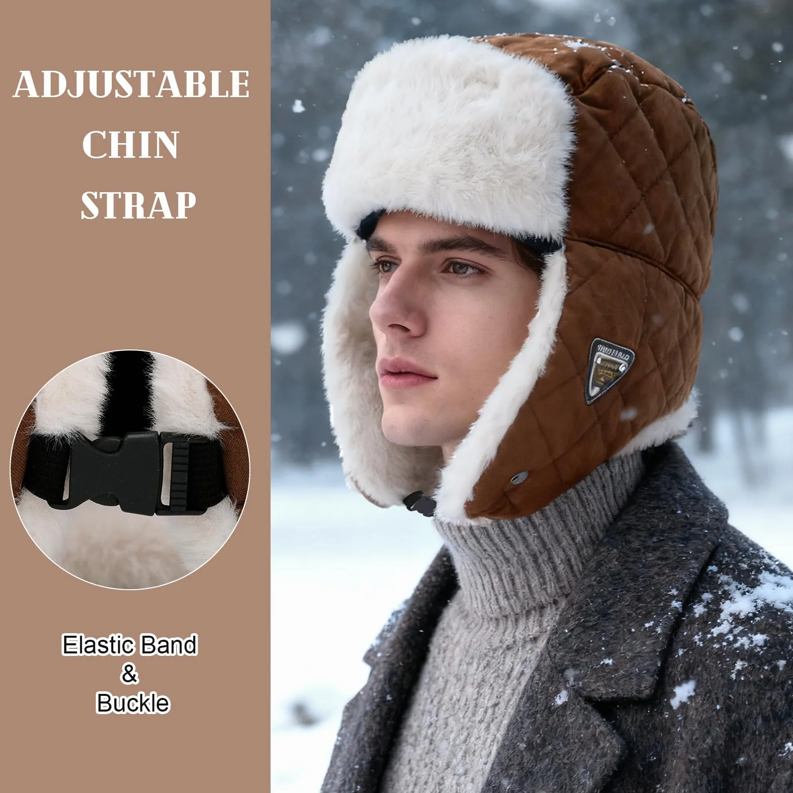 Sombrero de Invierno Trapper para Hombres y Mujeres con Orejeras, Forro de Polar, Sombrero Térmico a Prueba de Viento para Esquí, Senderismo y Actividades al Aire Libre (Talla 54-60 cm)