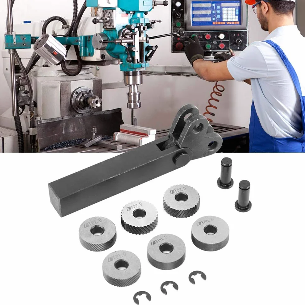 Juego de Moleteado de Acero 0,5/1/2mm, Herramienta de Torno, Doble Rueda Diagonal