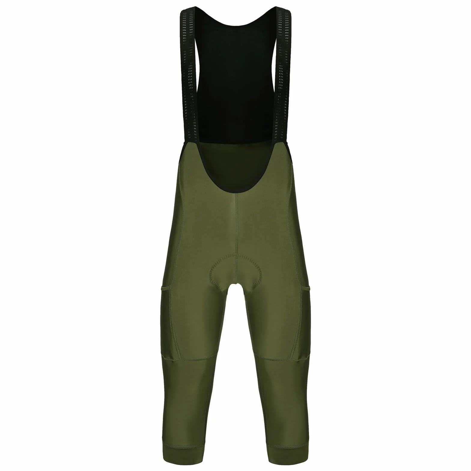 Culotte con Tirantes para Ciclismo Pantalones con Tirantes de Ciclismo for Hombre, 2 Bolsillos, 3/4, Verano, Primavera y otoño, Pantalones for Bicicleta, Ropa Pns para Ciclistas(Green,L)