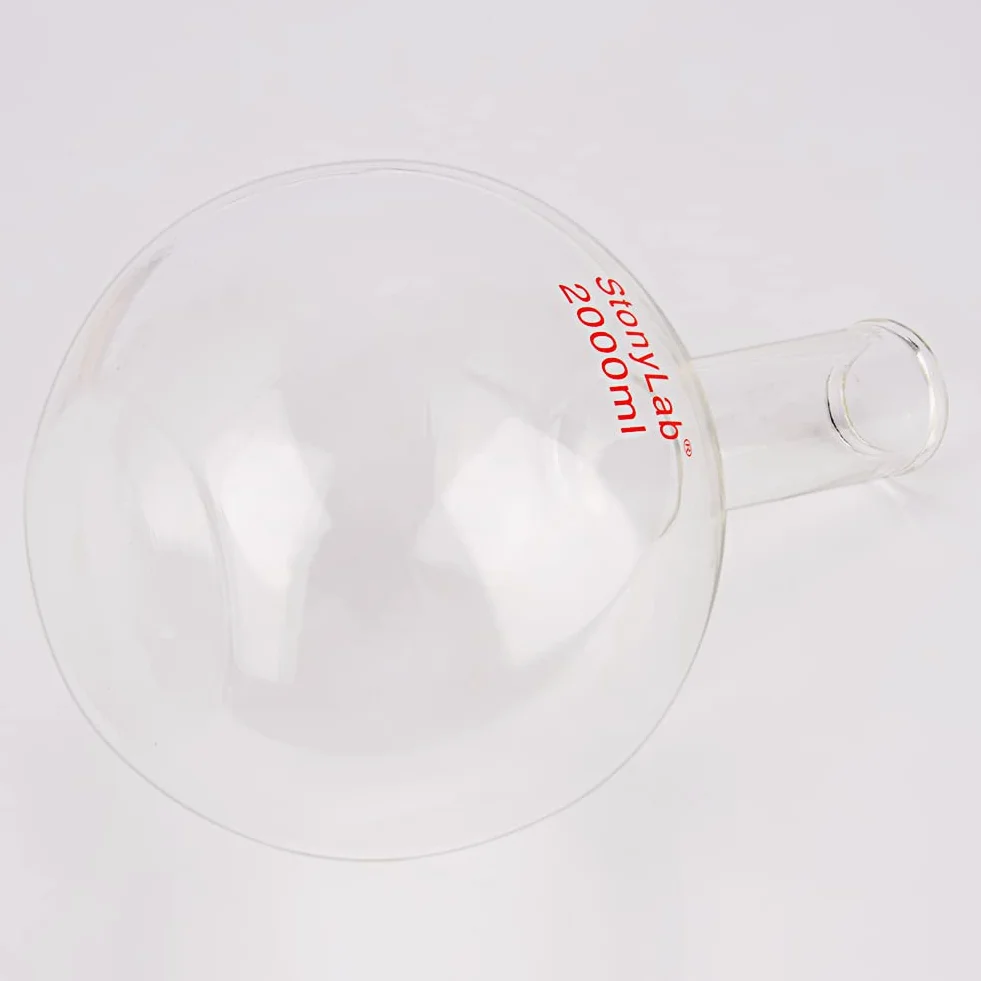 Matraz Fondo Plano 2000ml (2L) de Cristal Borosilicato Pared Gruesa con Cuello Largo Matraz Laboratorio
