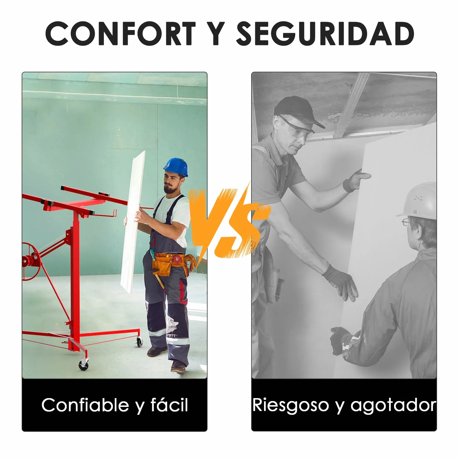 TEENO Elevador Placas de Yeso Profesional, Plataforma Elevadora Pladur, Altura 140-325 cm, Carga 68 kg, Rojo