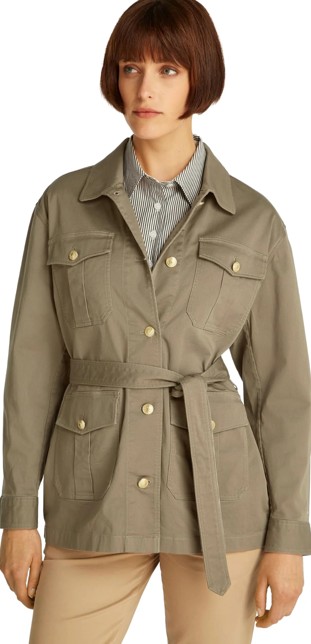 Tommy Hilfiger Chaqueta tipo camisa Mujer Gold Button Utility con bolsillos en el pecho