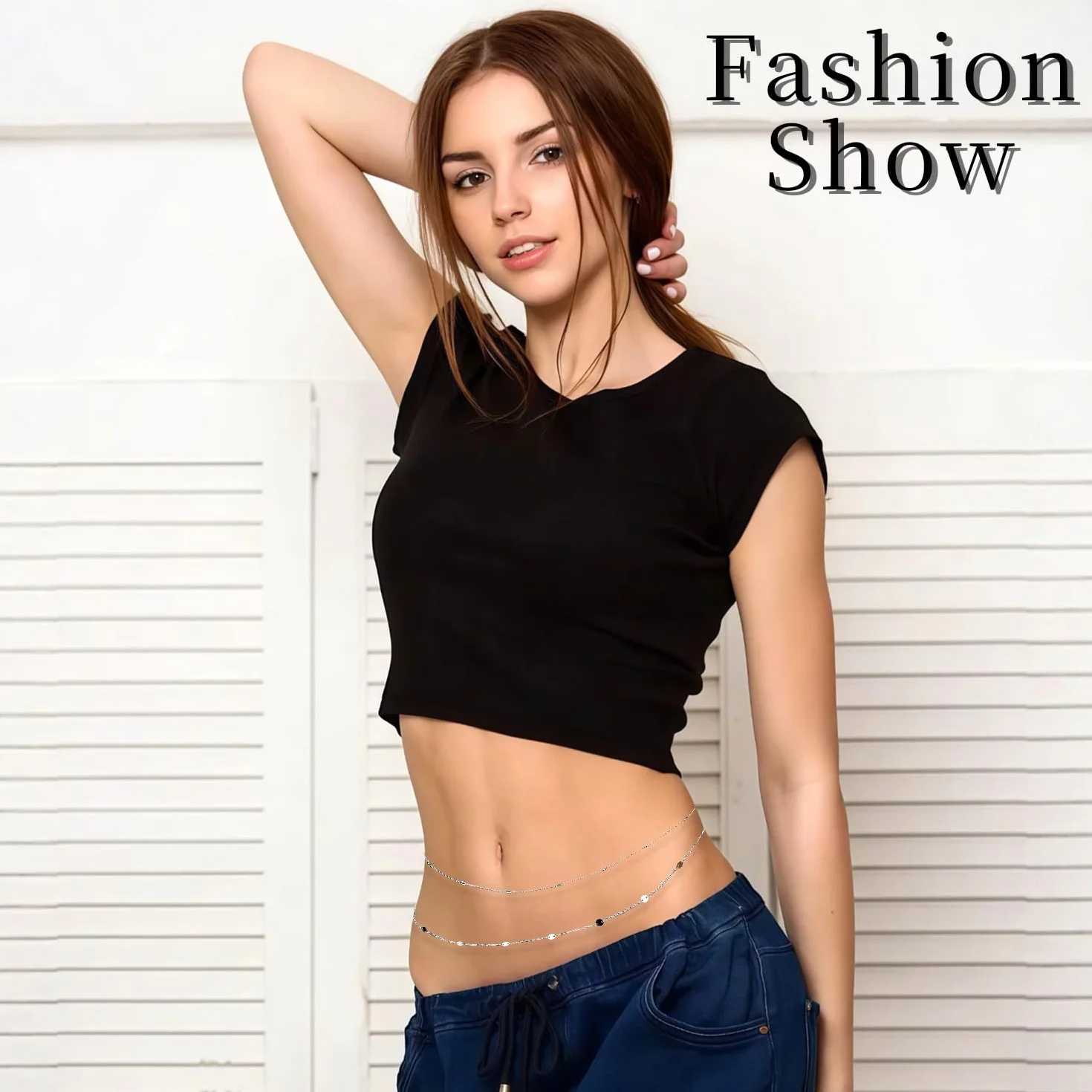 2PCS Cadena Cintura, Impermeable Belly Chain, Ajustable Body Chain Mujer, Joya para el Cuerpo