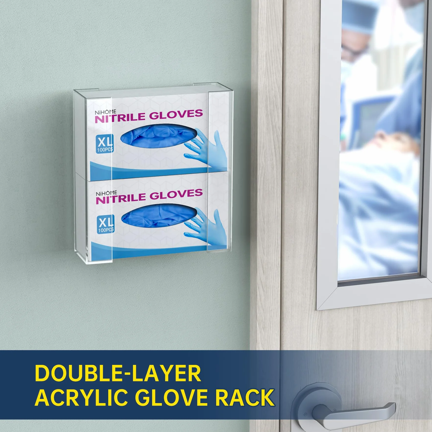 NiHome Soporte de Pared para Guantes, Dispensador para 2 Cajas, Cocina, Baño, Laboratorio