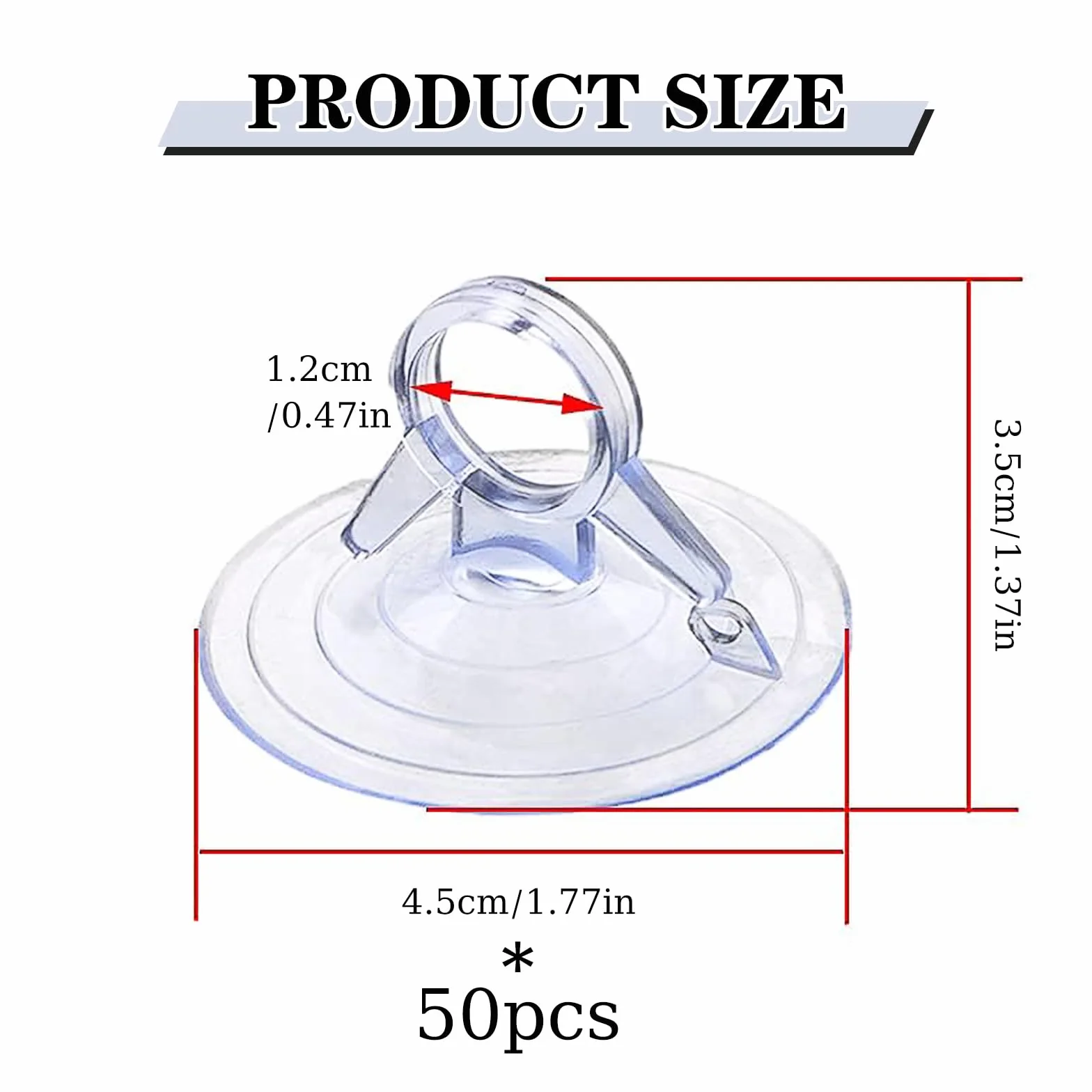Ventosas Transparentes de Plástico PVC 45mm Extra Fuertes 50 Piezas para Cocina Baño Acuario