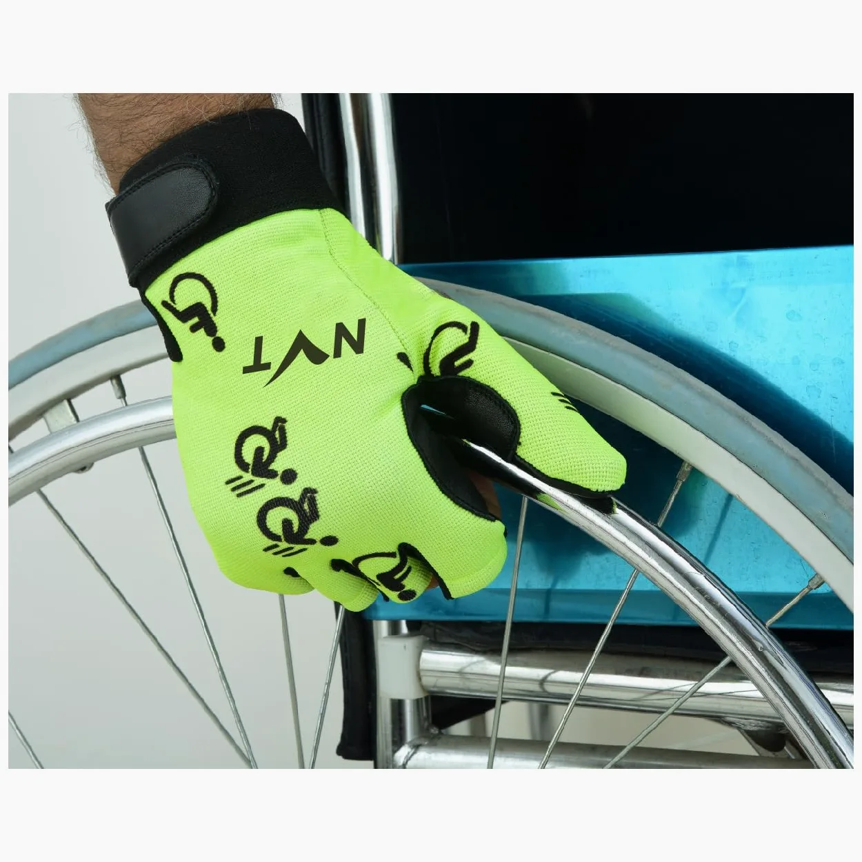 NVT Guantes para silla de ruedas 2023, entrenamiento para hombre, palma de piel auténtica, acolchados, transpirables, sin dedos, con agarre antideslizante, guantes de ciclismo ligeros.