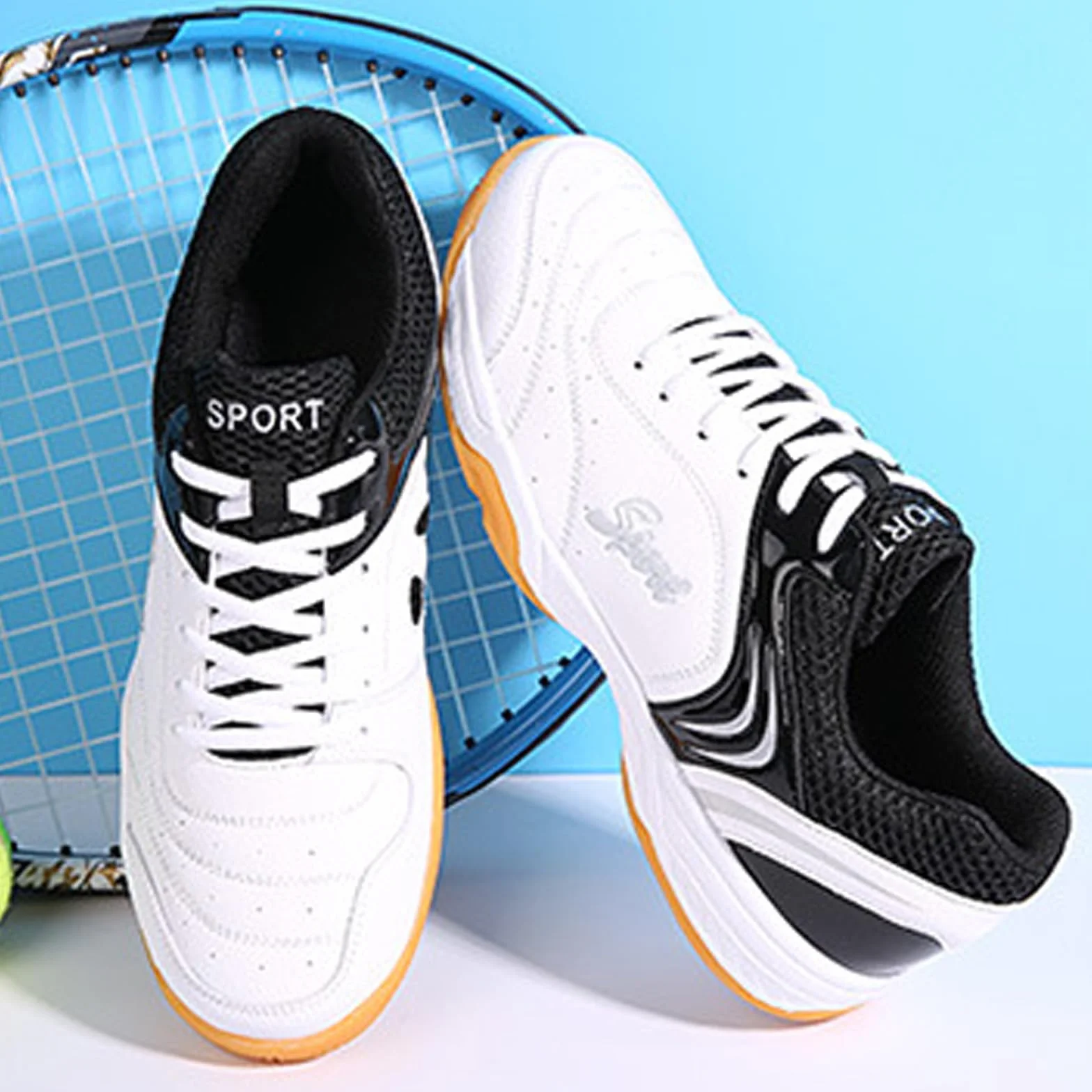 Zapatos De Tenis De Mesa,Zapatos De BáDminton,Zapatos De Pickleball para Hombre,BáDminton Zapatilla Voleibol,Prueba Resbalones,Transpirable,CóModos,para Pistas Interiores Y Exteriores
