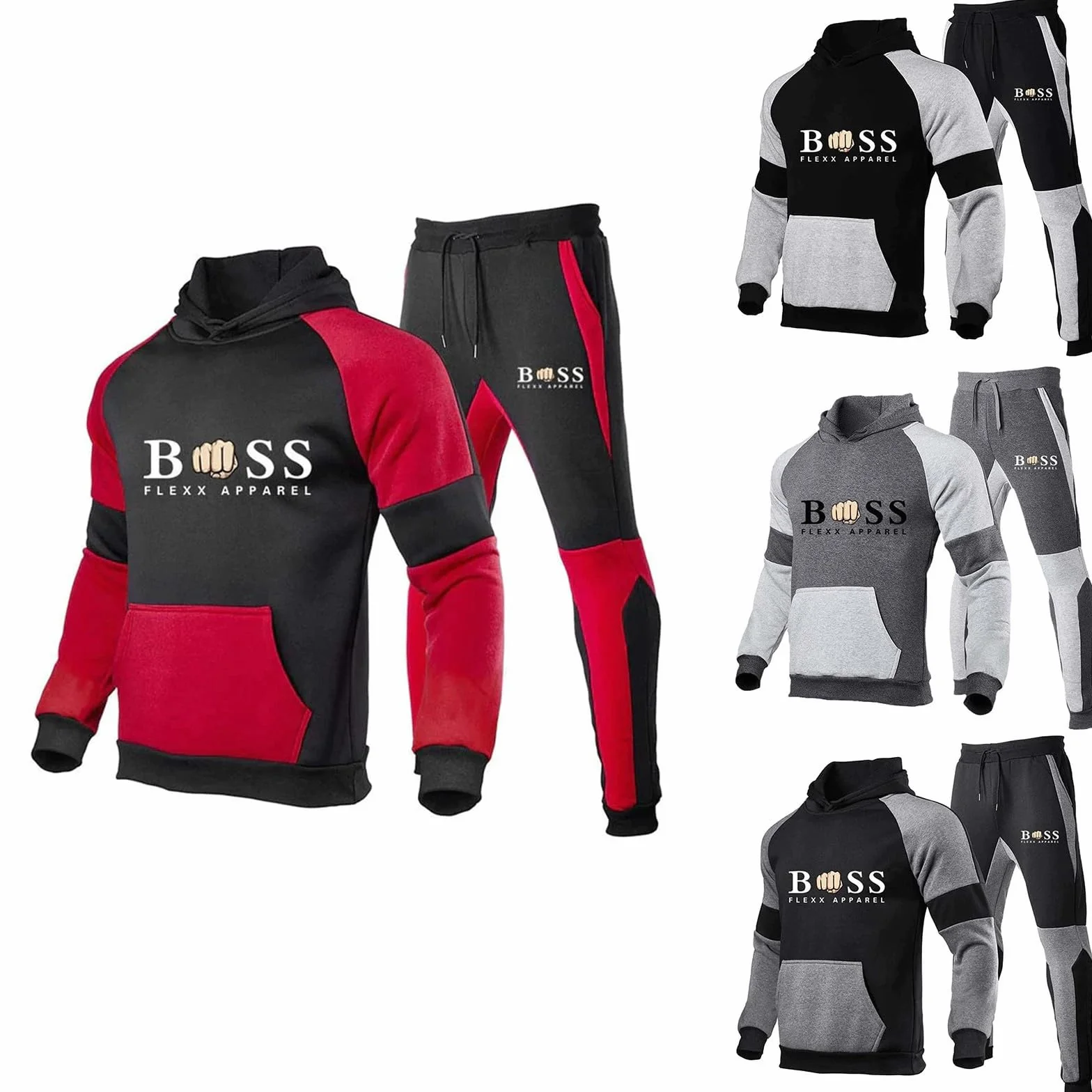 Chándal de invierno completo para hombre, sudadera con cremallera y capucha, 2 piezas, sudaderas y pantalones, conjunto Tracksuit, chándales de gimnasia afelpada, camiseta completos para