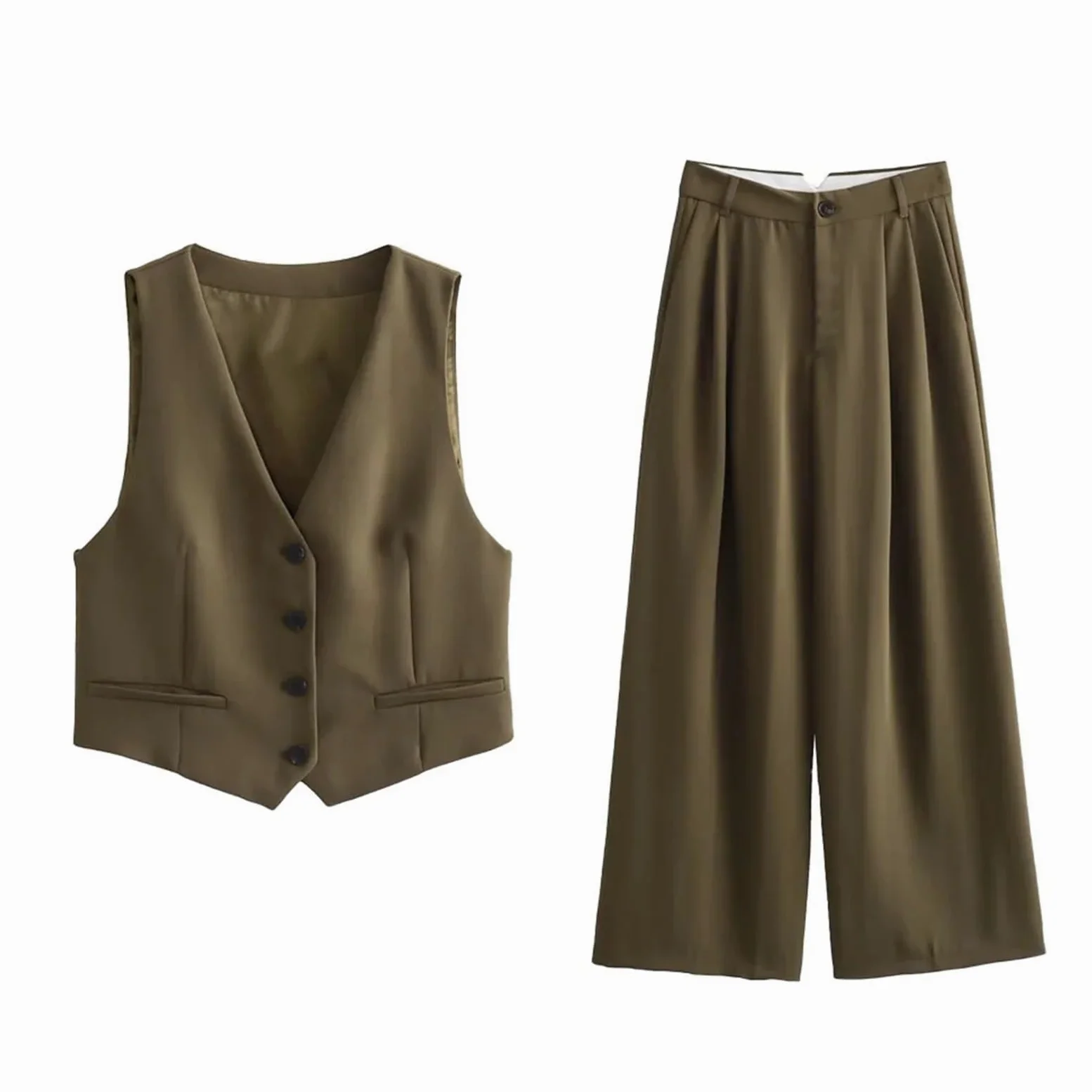 Conjunto Mujer de Verano Conjunto de camiseta sin mangas corta, pantalones anchos y ajustados for mujer Para viajar