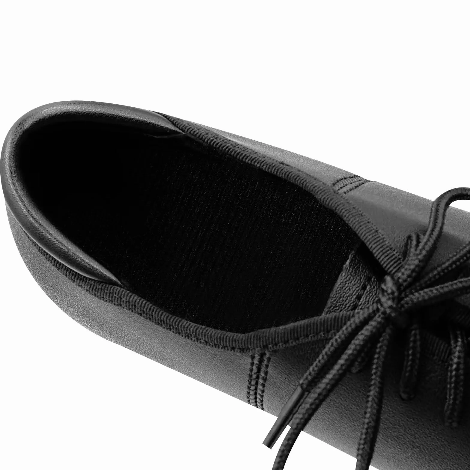 Negro Cuero Oxford Zapatos de Claque con Cordones