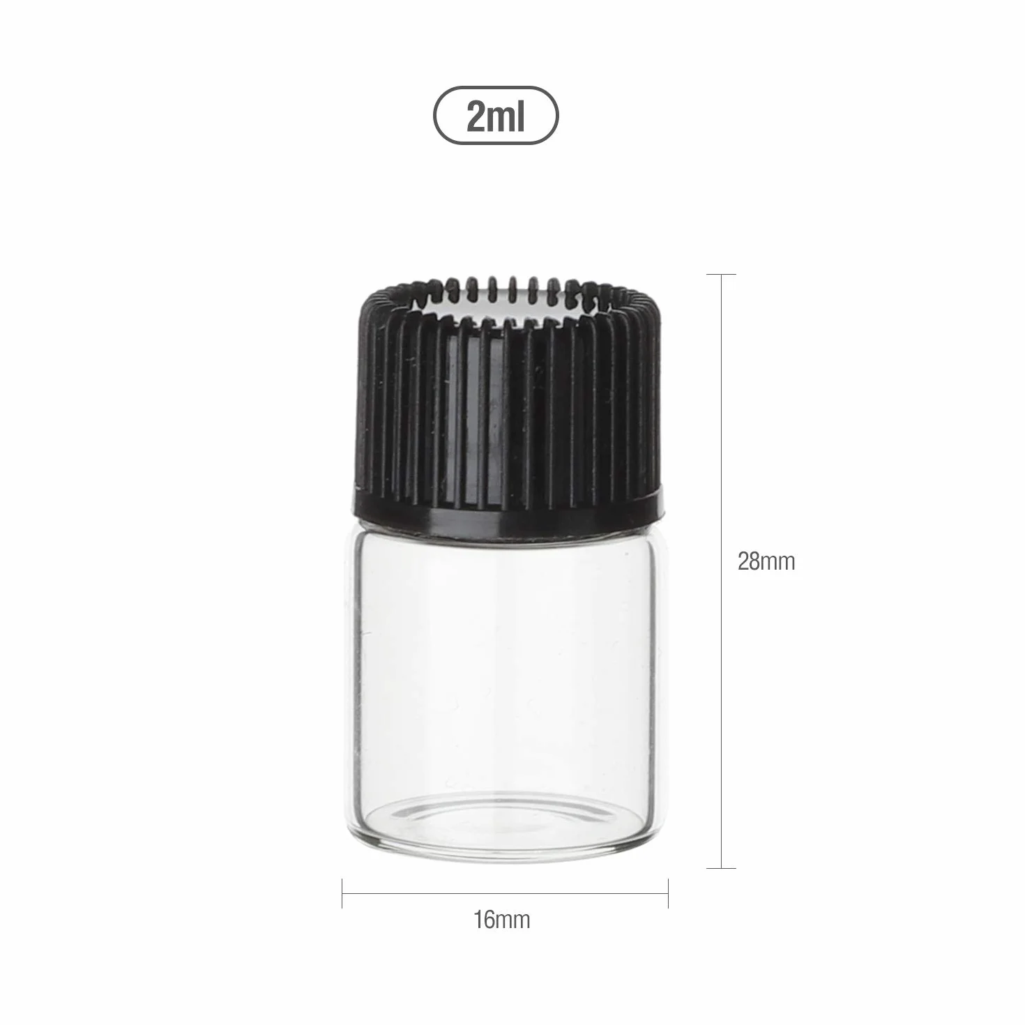 Botella transparente de vidrio 2 ml con mini embudo 30 unidades Hyber&Cara