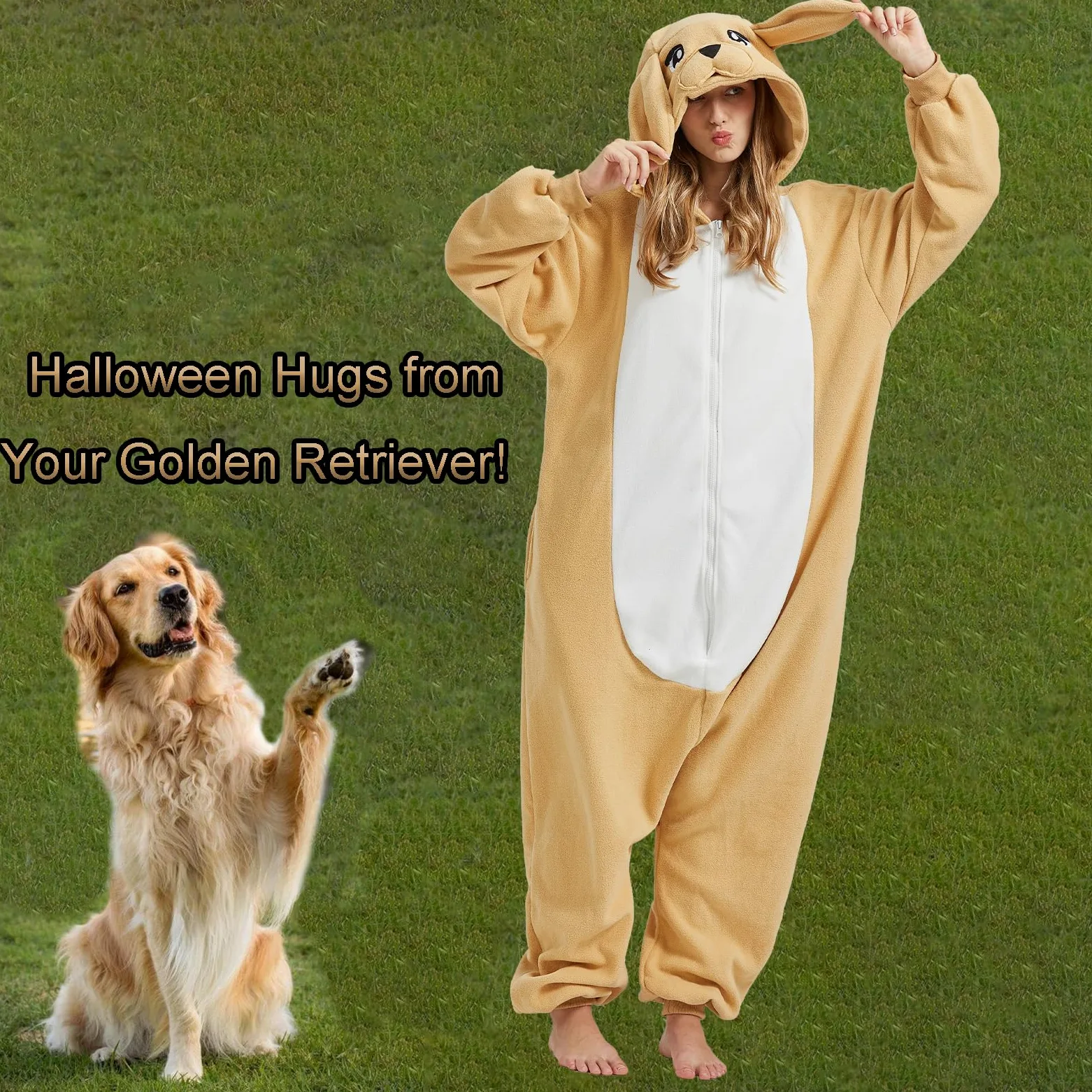 Pijama de perro Golden Retriever para Halloween, disfraz unisex de dibujos animados, animal, Navidad, cosplay