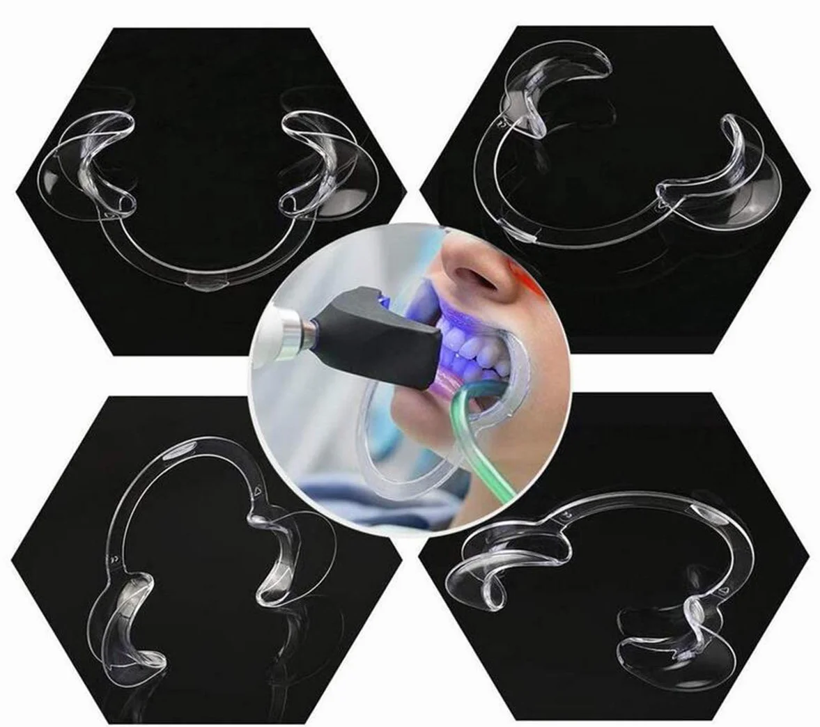 Biluer 30PCS Abridor de Boca Dental Retractor de Mejilla para Cirugía Dental y Blanqueamiento S/M/L Azul Blanco
