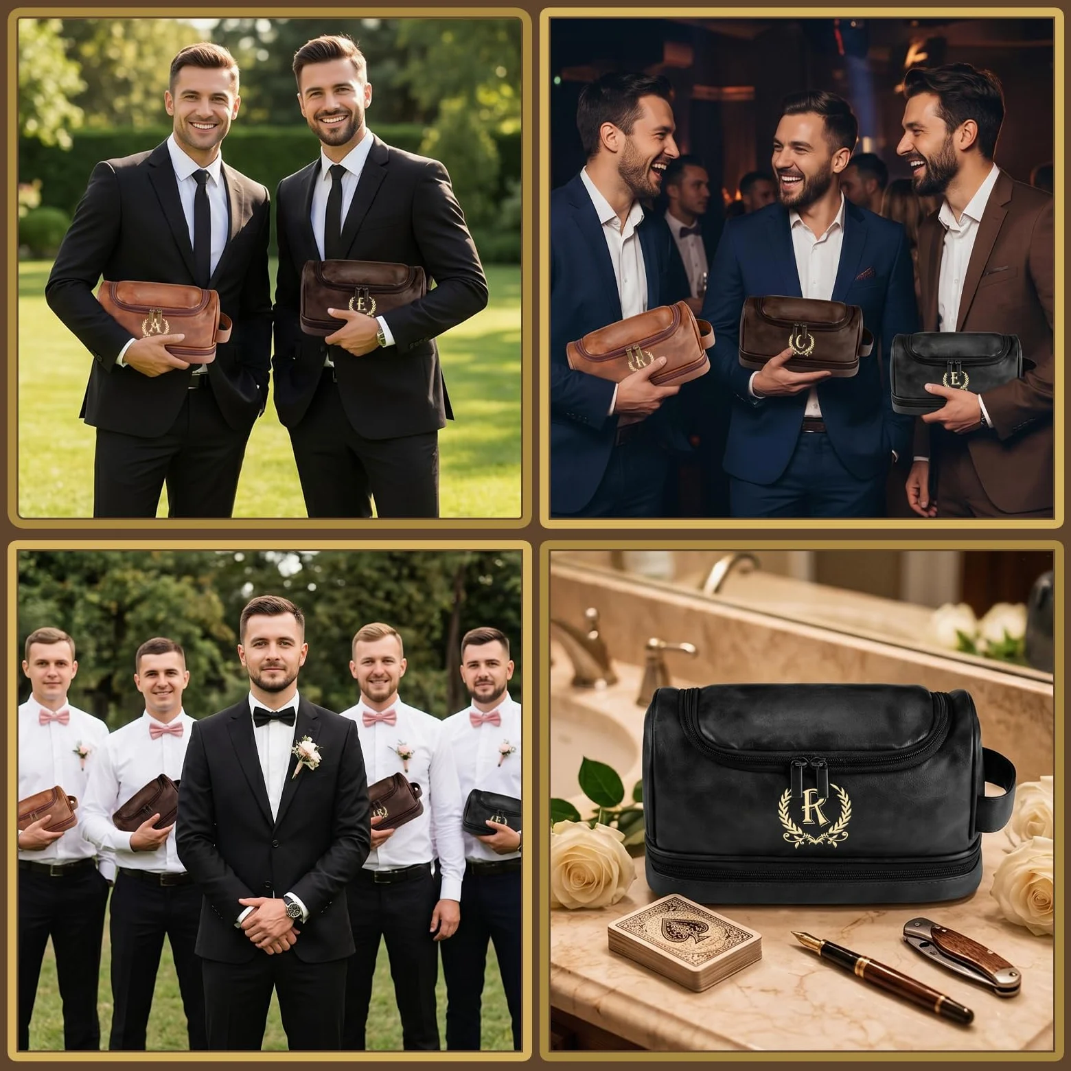 Neceser de cuero personalizado para hombres, regalos para hombres, kit de viaje de artículos de aseo personalizados, bolsas de afeitado, ideas de regalo para Navidad, aniversario, cumpleaños, papá