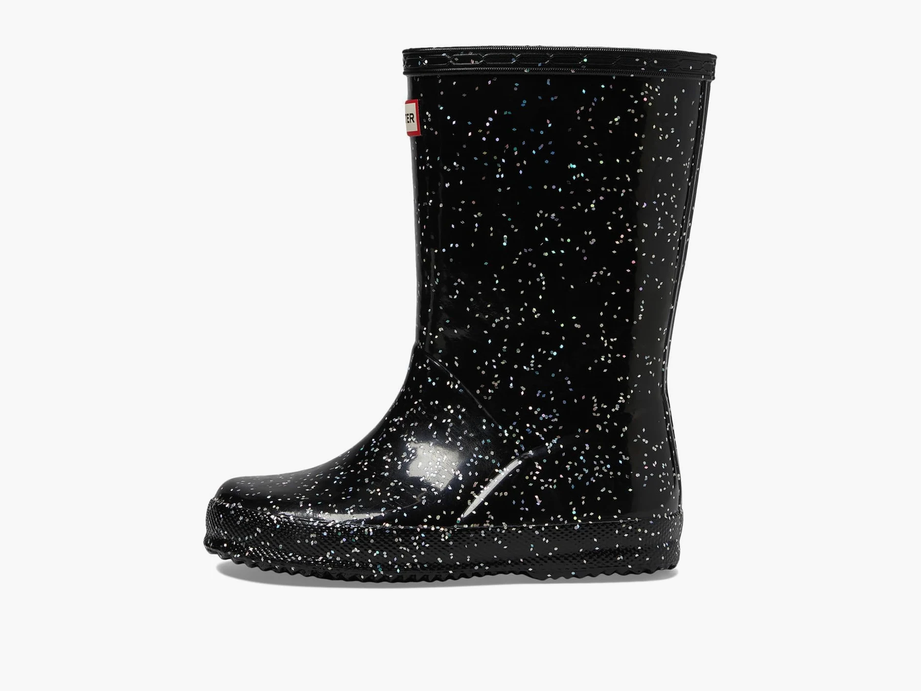 HUNTER Kids First Classic Giant Glitter Negro Caucho Botas De Lluvia