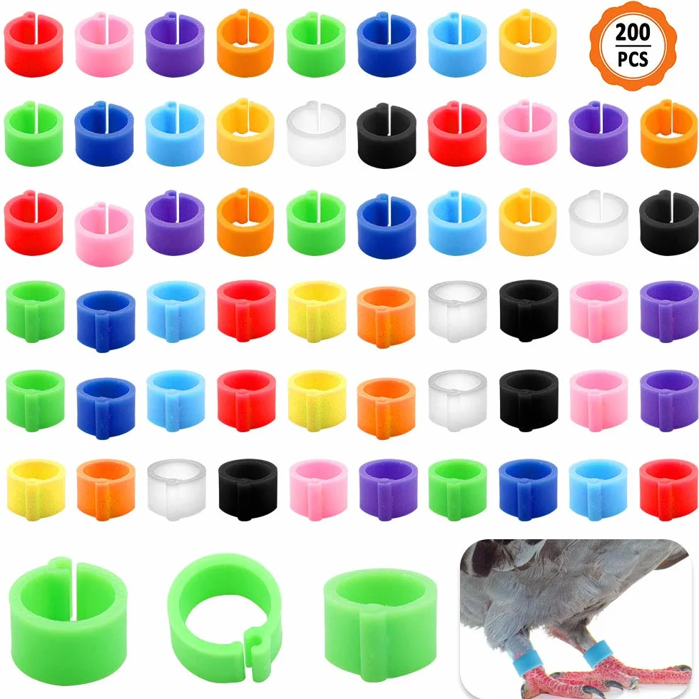 Anillos de Identificación para Aves 200pcs Anillos Pollo Paloma Banda Pierna Color Mezclado