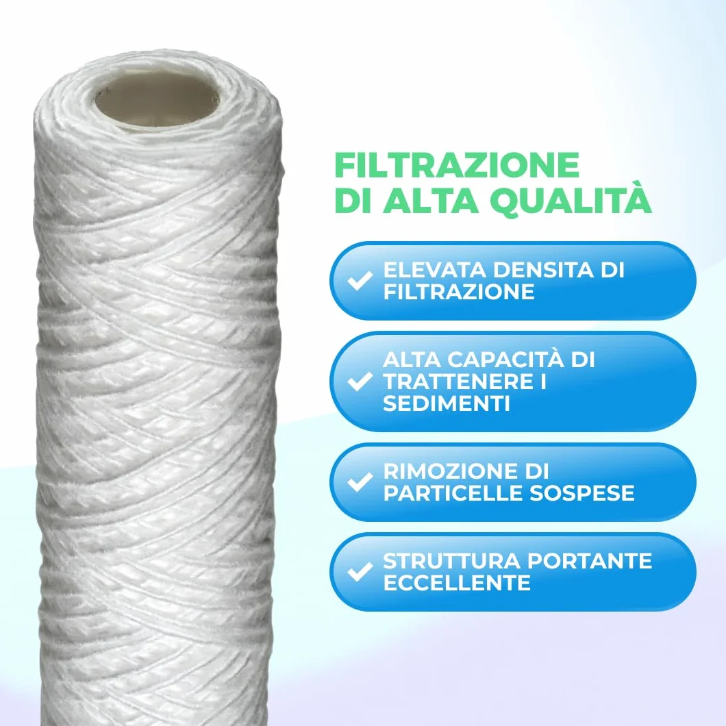 Cartucho filtrante para filtro de agua en hilo enrollado, 5 pulgadas, 50 micras, 1 unidad