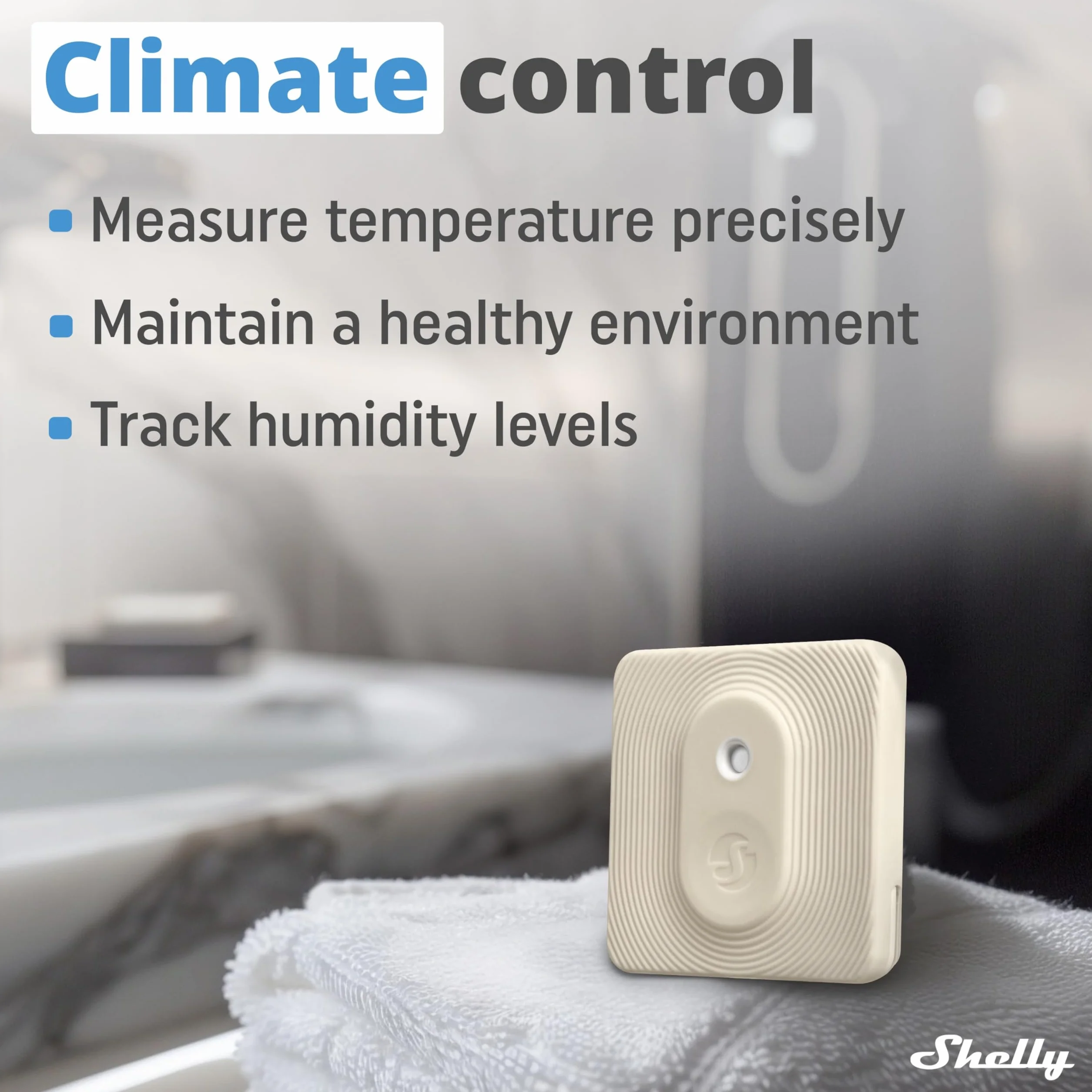 Shelly BLU H&T Marfil Sensor de Temperatura y Humedad Bluetooth IP54 Termómetro Higrómetro Inteligente