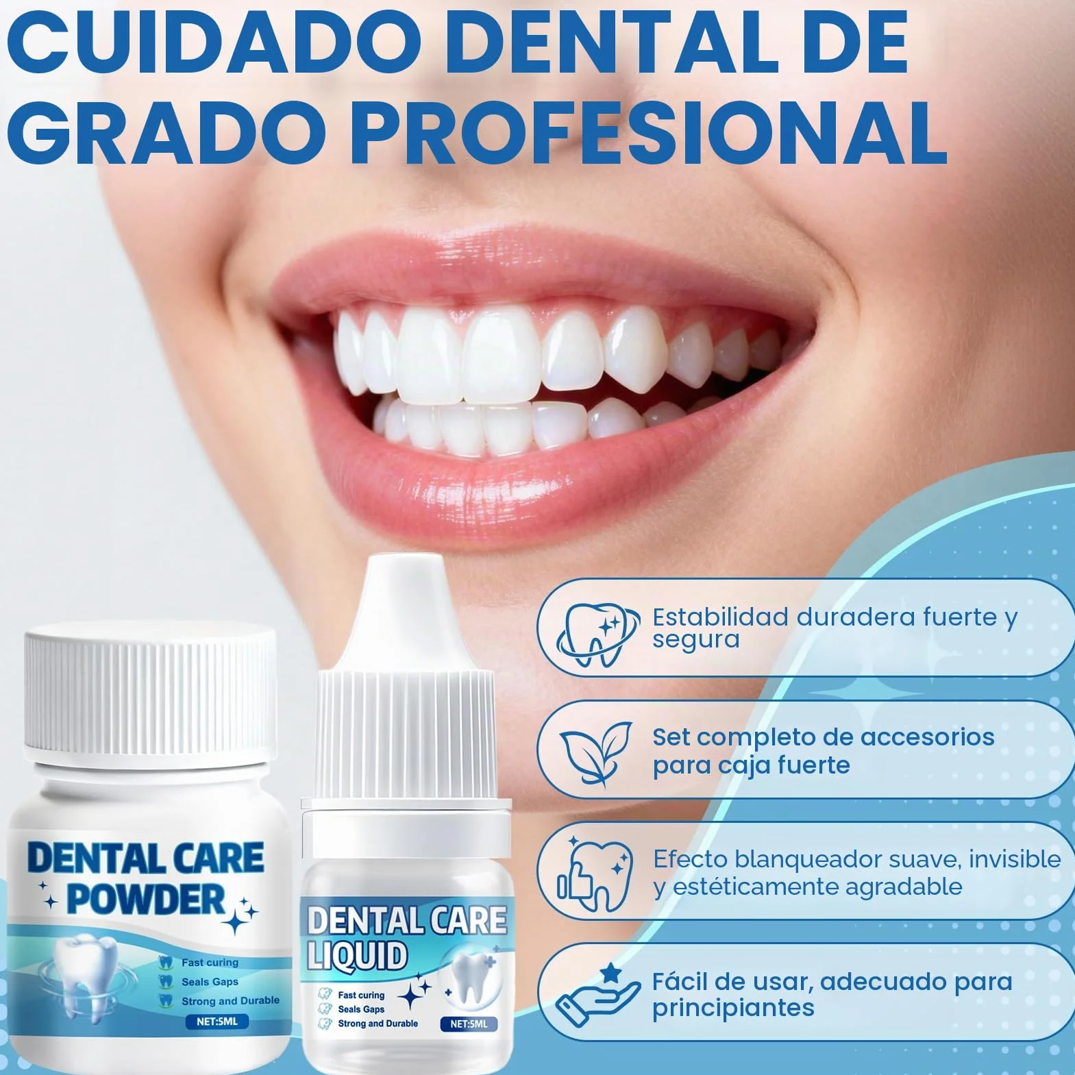 Cemento Dental Permanente para Coronas, Puentes y Caries