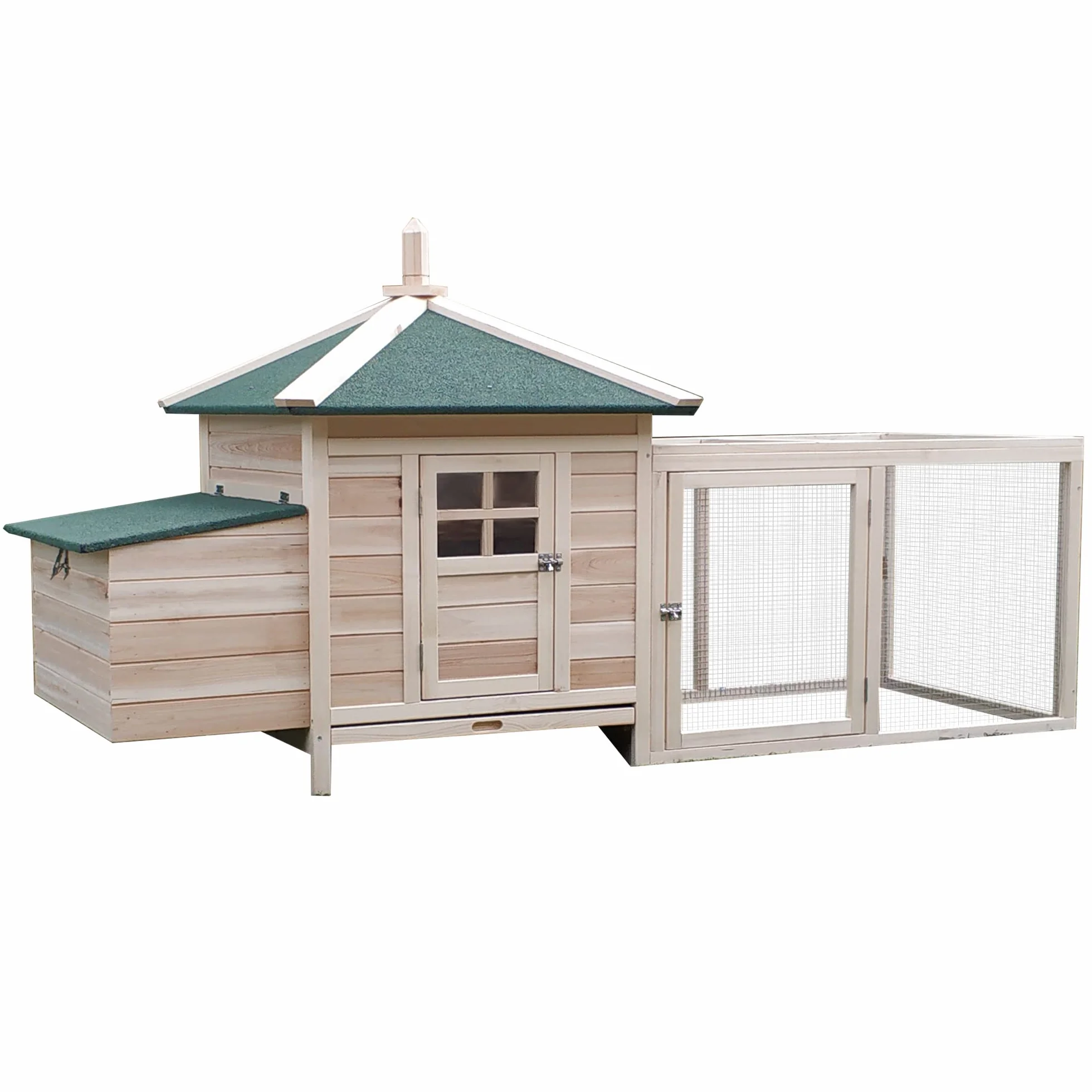 PawHut Gallinero de Madera de Pino para Exterior con Caja Nido 196x76x97 cm