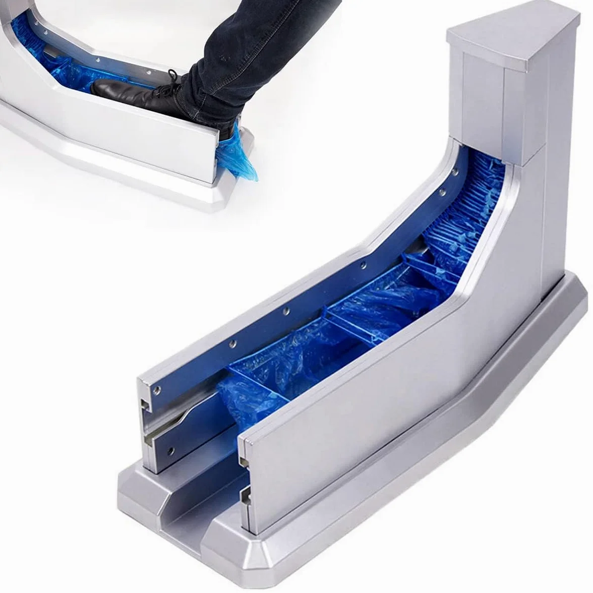 Dispensador automático de zapatos con 200 cubrezapatos de plástico desechables, máquina portátil para sala limpia y uso en interiores, ideal para desinfección del hogar y la oficina