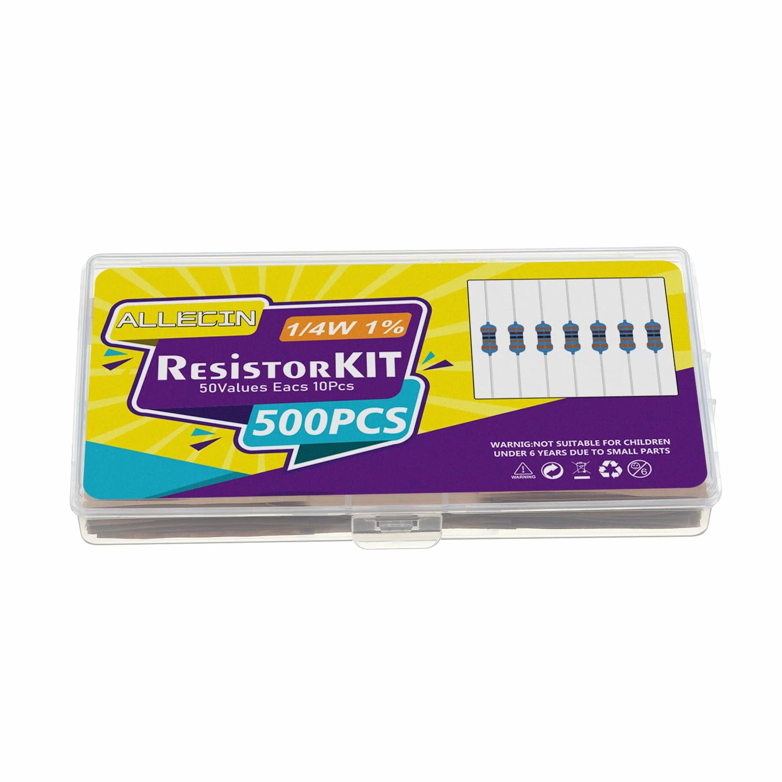 Kit de Resistencias de Película Metálica 1/4W 50 Valores 0 Ohmio a 10 M Ohmio 1% Tolerancia