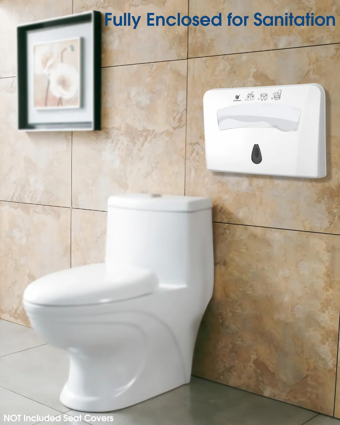 Dispensador de fundas para asiento de inodoro CHUANGDIAN, montado en pared, blanco