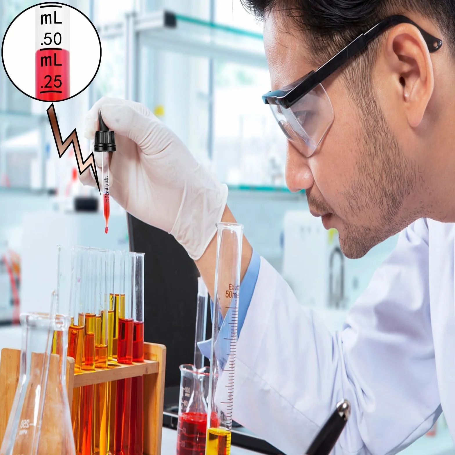 Goteros Cuentagotas 30ml Cristal con Pipetas y Escala para Aceite Esencial, Masaje, Aromaterapia