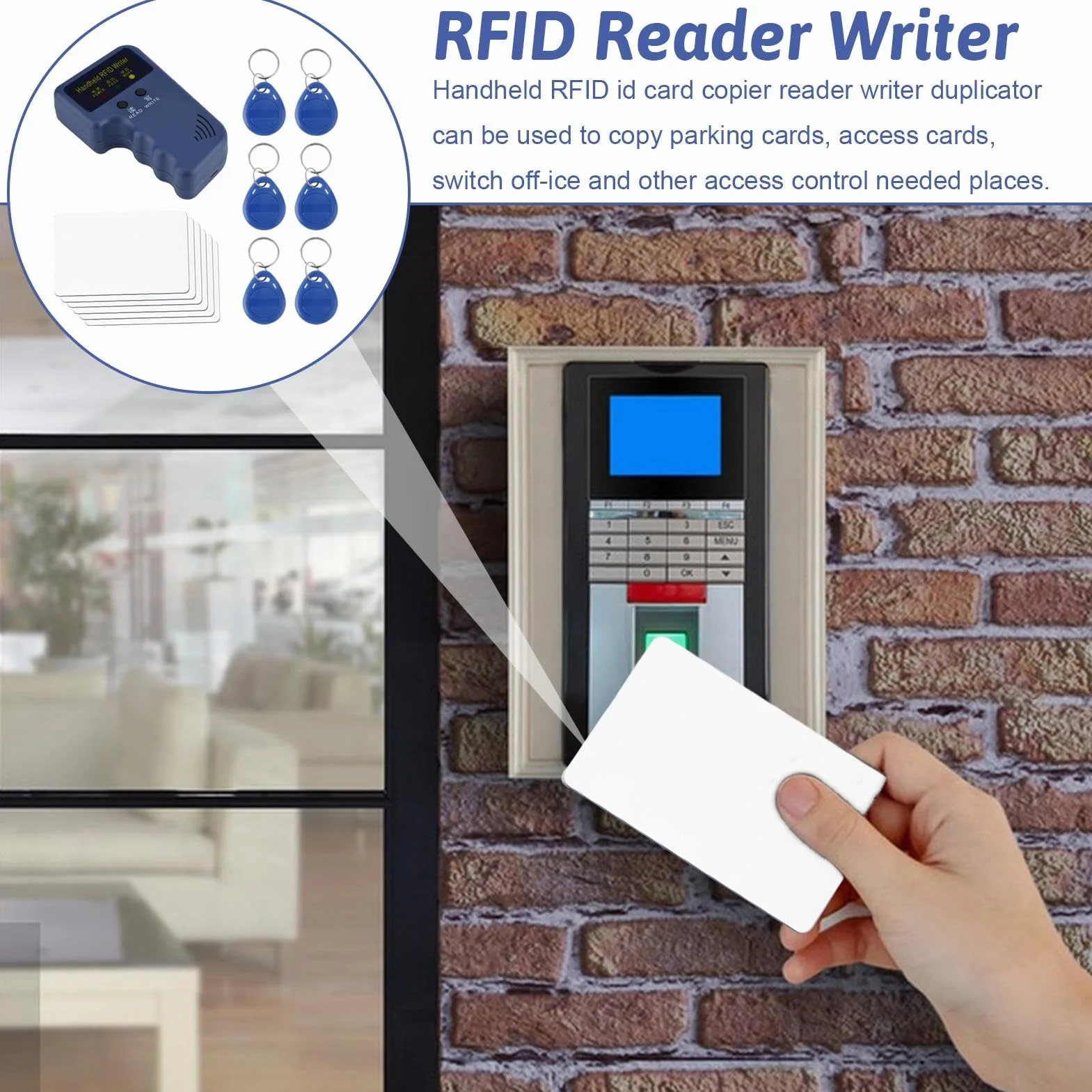 Clonador Duplicador R-FID de Tarjeta de Proximidad 125 kHz con Llavero y Tarjetas