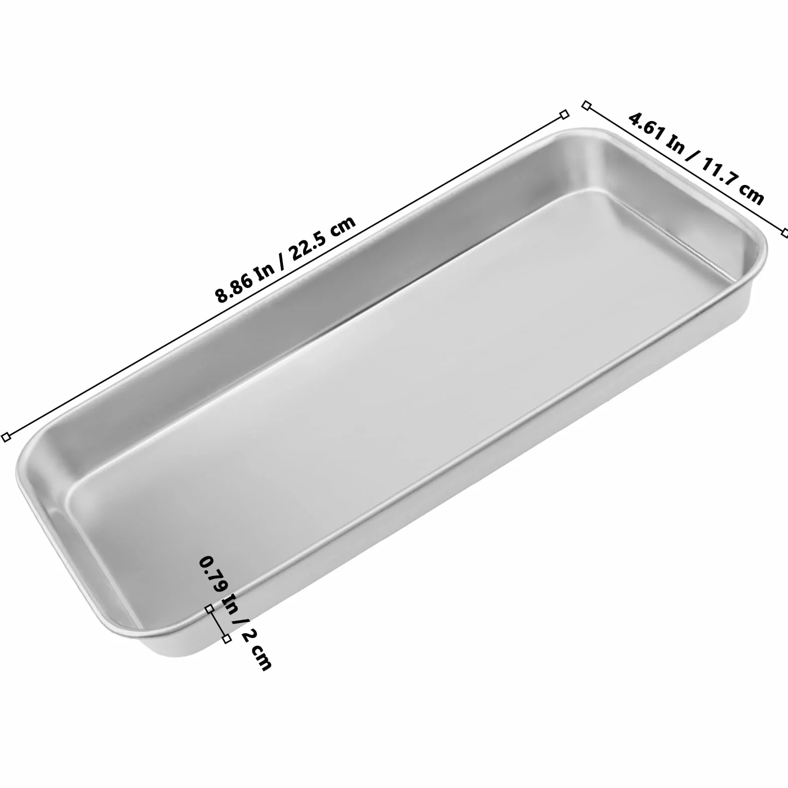 Bandeja de Instrumentos de Acero Inoxidable, 22,5 x 11,7 x 2 cm, Rectangular, Laboratorio, 10 Unidades