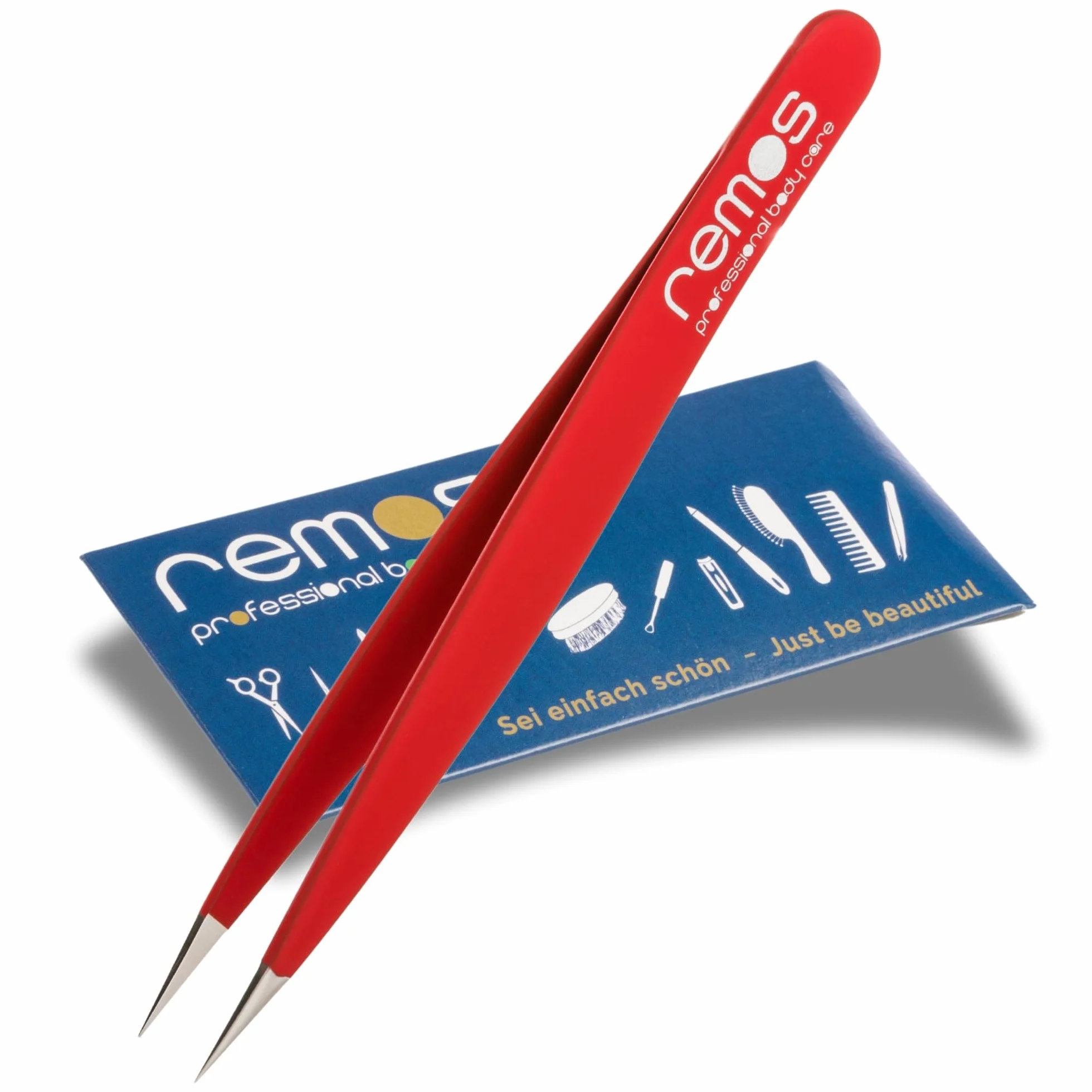REMOS Pinzas para astillas acero inoxidable 9,5 cm punta fina rojo