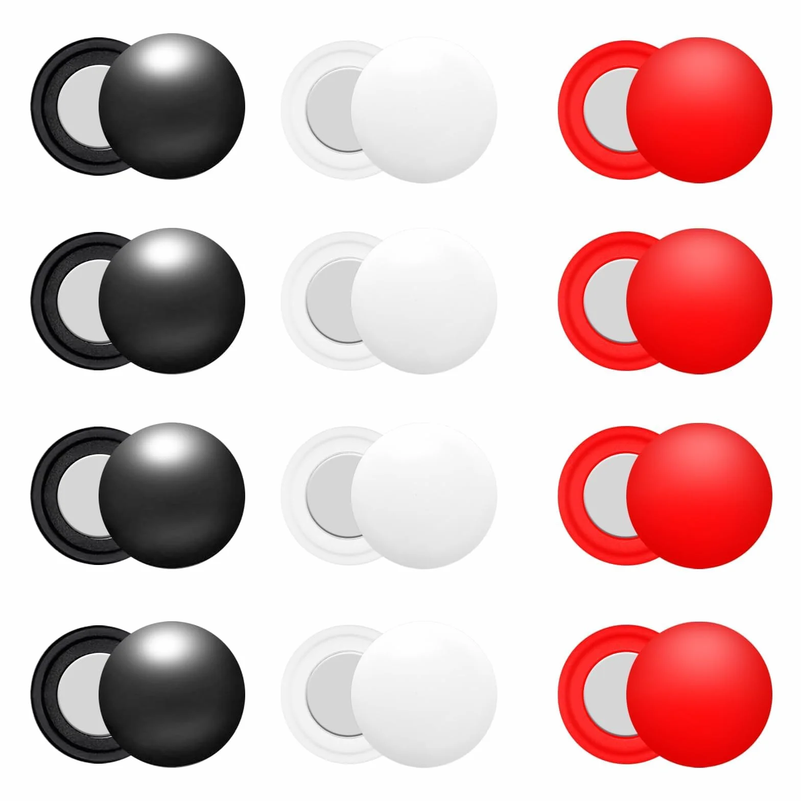 Clips magnéticos para dorsales de carrera, hebillas para número de maratón, 12 piezas, blanco, negro y rojo