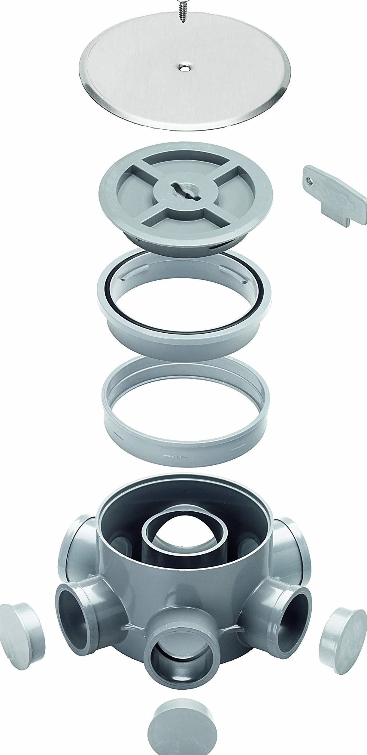 ABRISA Bote Sifónico PVC Tuberías Ø 110 mm Salidas 50 y 40 mm Altura 105 mm