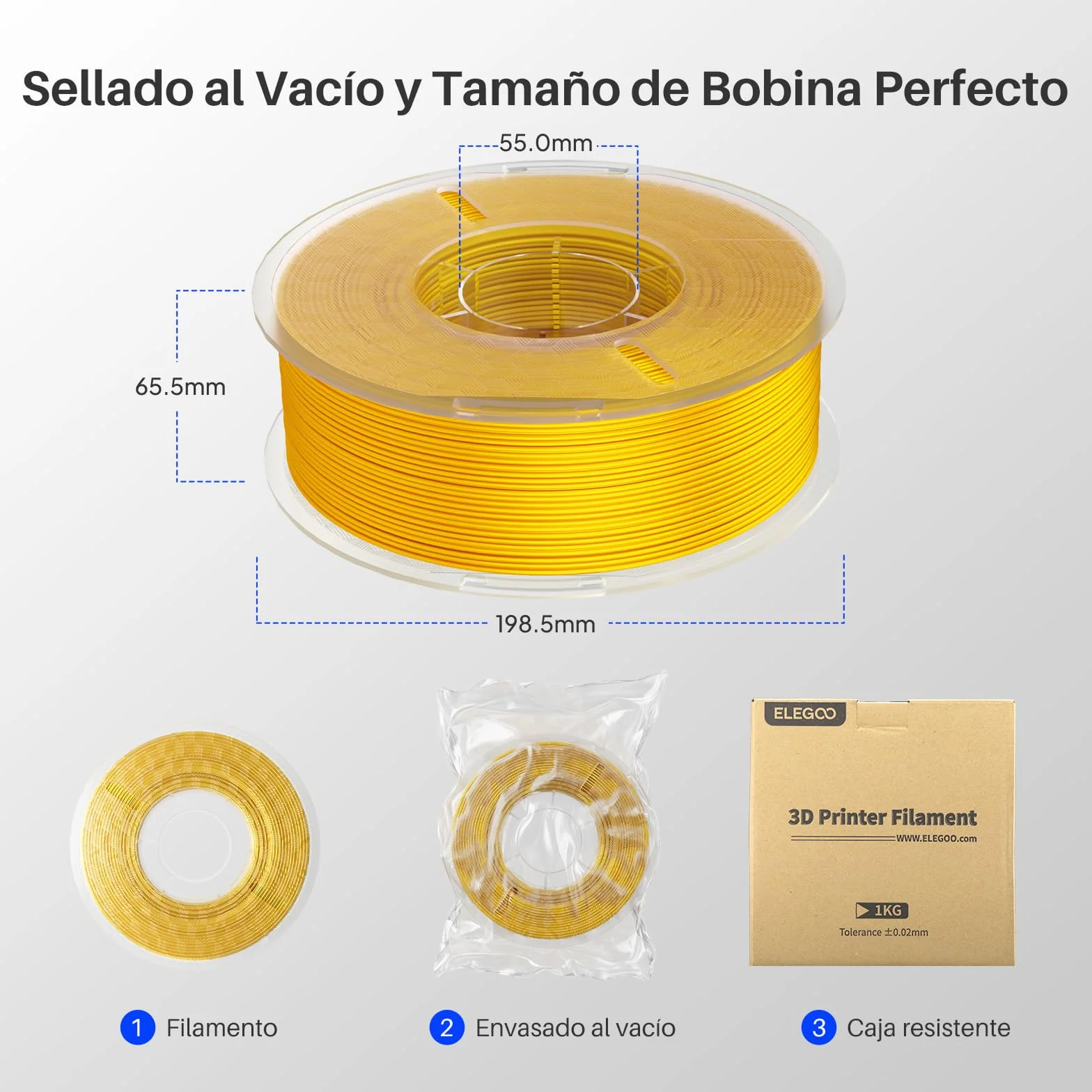 ELEGOO Filamento PLA Silk 1.75mm 1KG Triple Color Azul Púrpura Negro para Impresora 3D