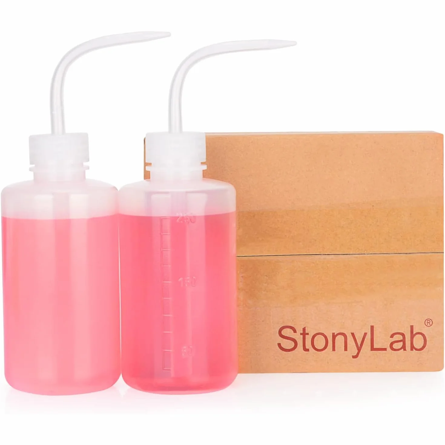 Botella de Lavado 250 ml, 2 Paquete, LDPE, Boca Estrecha, Squeeze Wash Bottle