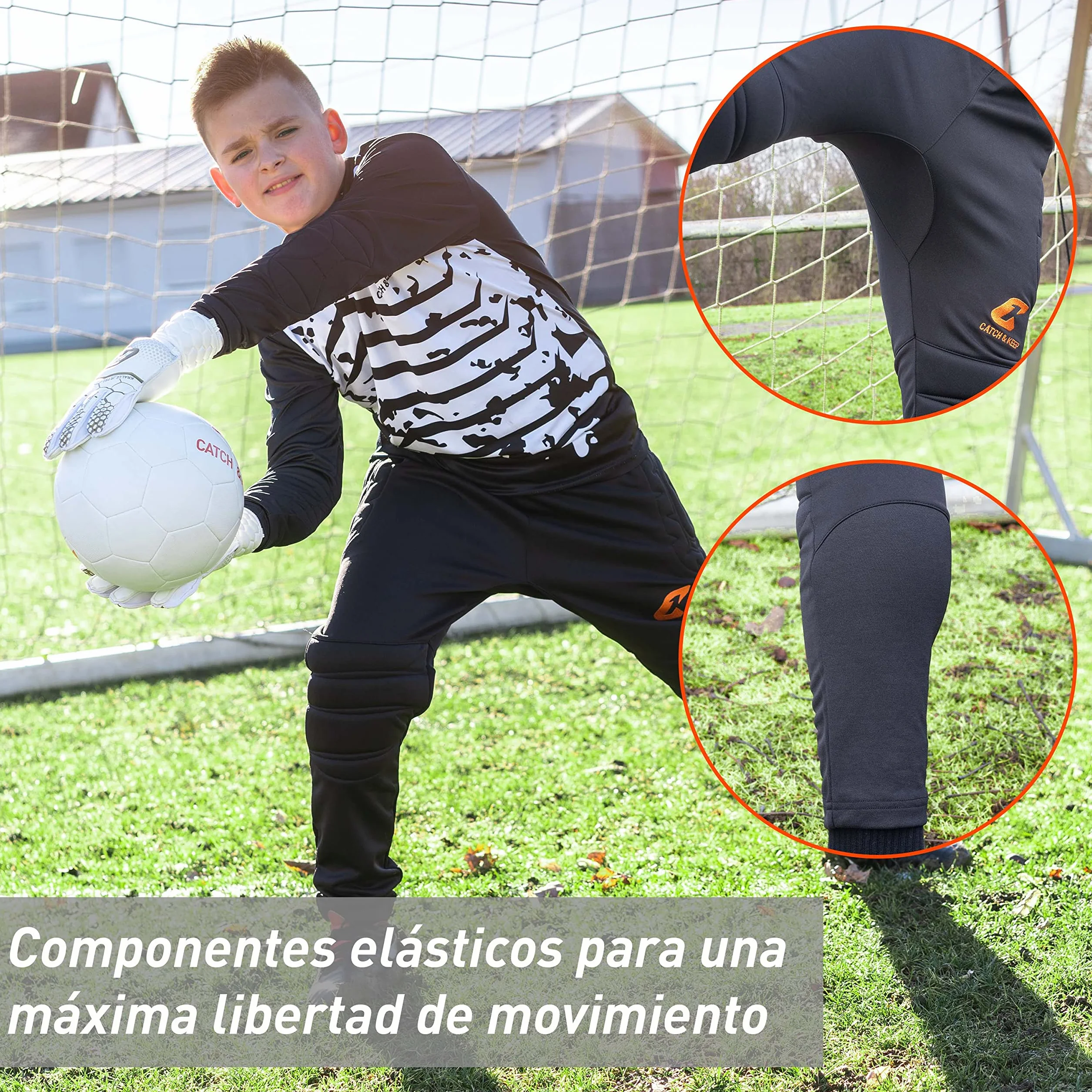 CATCH & KEEP Pantalon Portero Futbol niño Flight Protection - Pantalones de Entrenamiento de fútbol de Primera Calidad - Pantalon Portero Hombre, Mujer y niños - protección Acolchada