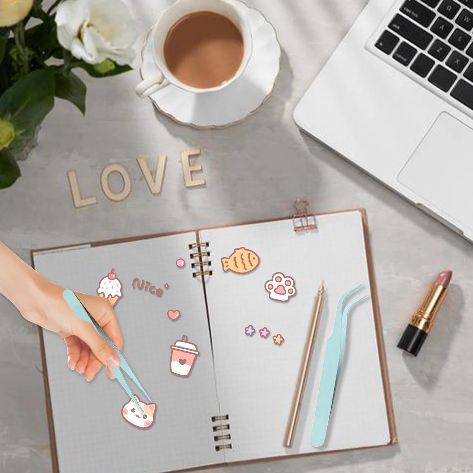 Pinzas de codo para pegatinas de acero inoxidable para scrapbooking