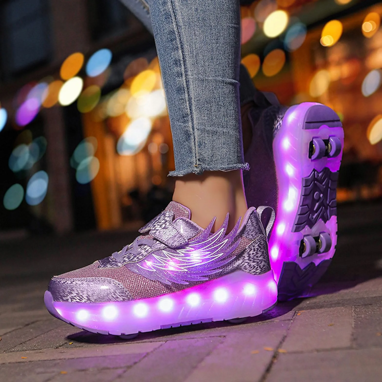 Zapatillas Deportivas con Ruedas y LED Luces para Niña Recargables